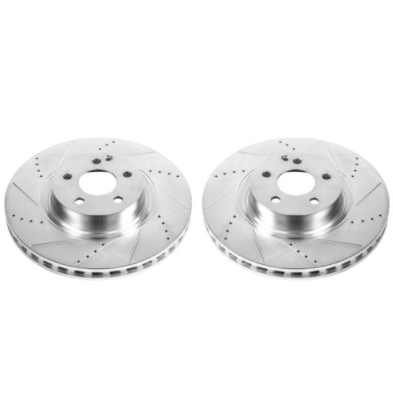 Mercedes-Benz CL550 Brake Rotors (2) - Front - PowerStop - Evolution Drilled & Slotted - Silver - `07-`08
