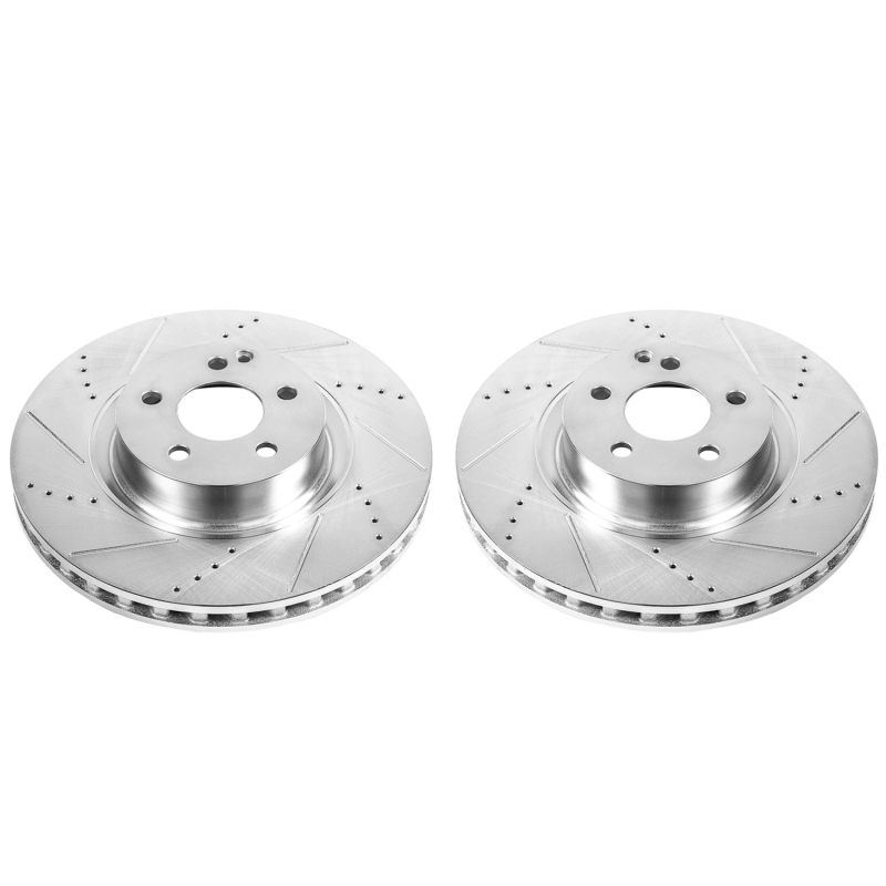 Mercedes-Benz CL550 Brake Rotors (2) - Front - PowerStop - Evolution Drilled & Slotted - Silver - `07-`08