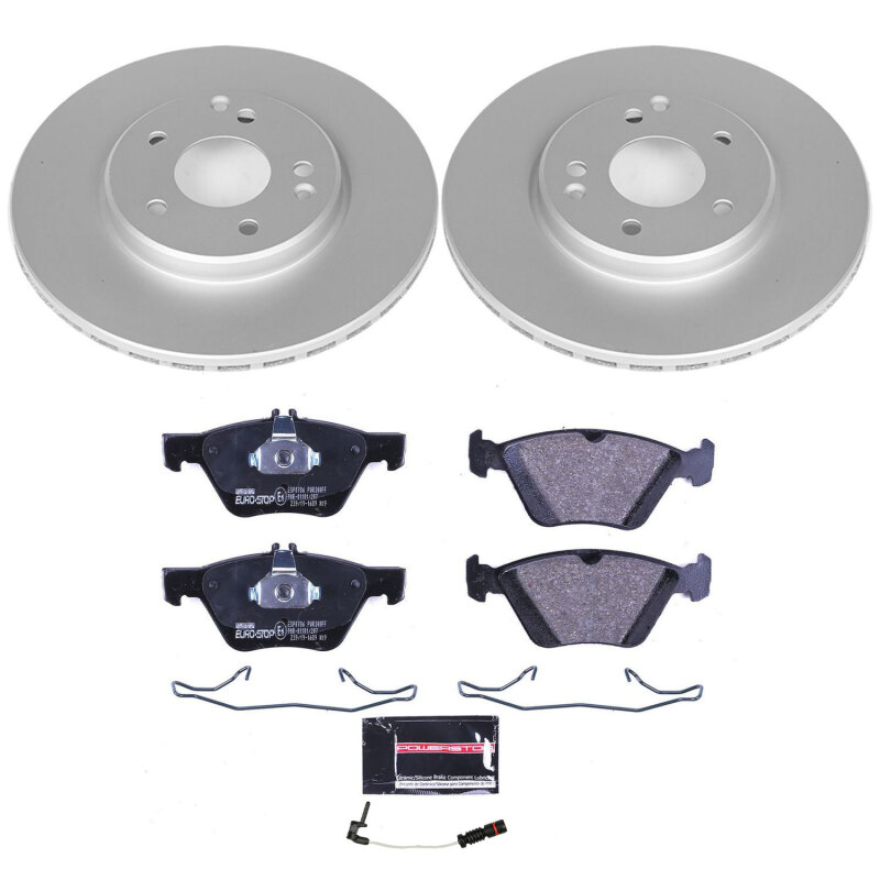 Mercedes-Benz E Class Brake Kit - Front - PowerStop - Genuine Geomet Coated Rotors + ECE-R90 Brake Pads - `96-`03