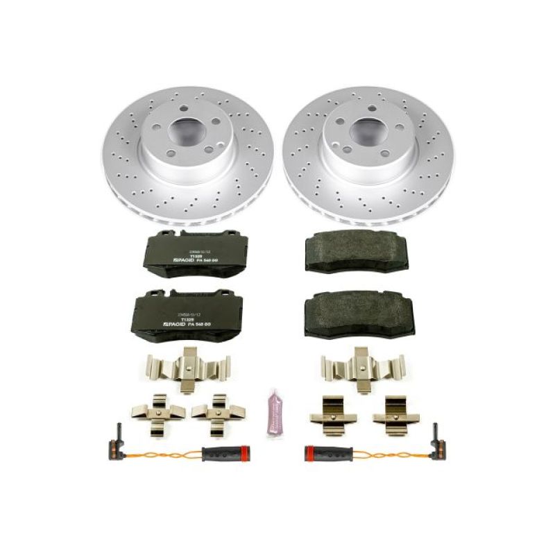 Mercedes-Benz CL500 Brake Kit - Front - PowerStop - Genuine Geomet Coated Rotors + ECE-R90 Brake Pads + Hardware Kit - `03-`06
