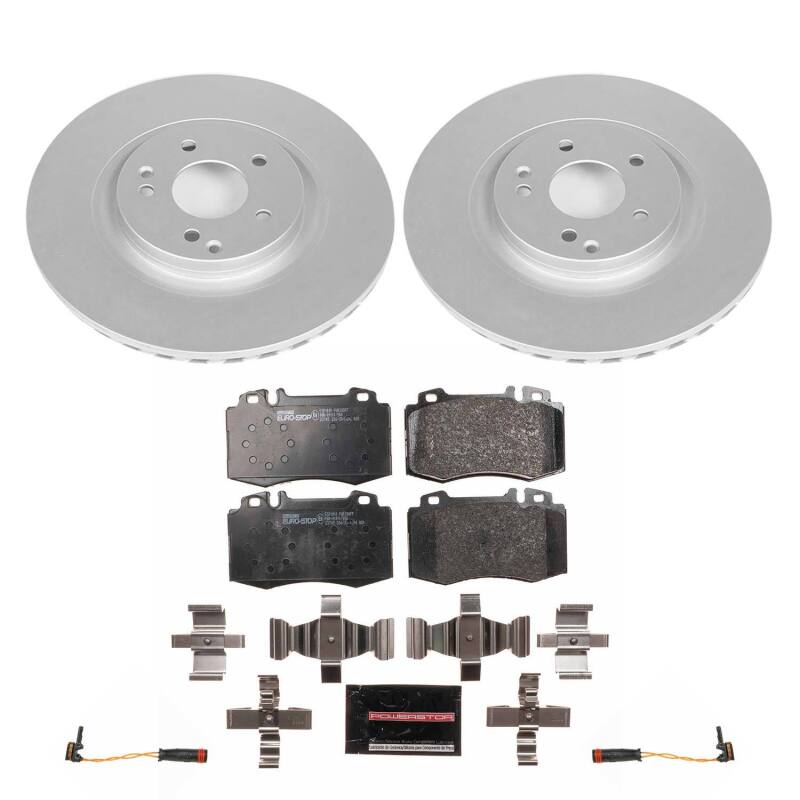 Mercedes-Benz C230 Brake Kit - Front - PowerStop - Genuine Geomet Coated Rotors + ECE-R90 Certified Pads - 2004
