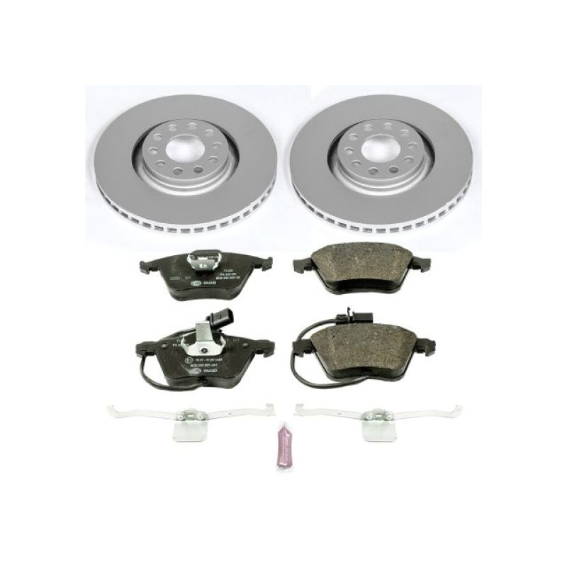 Audi A4 Brake Kit - Front - PowerStop - Genuine Geomet Coated Rotors + ECE-R90 Brake Pads - `05-`09