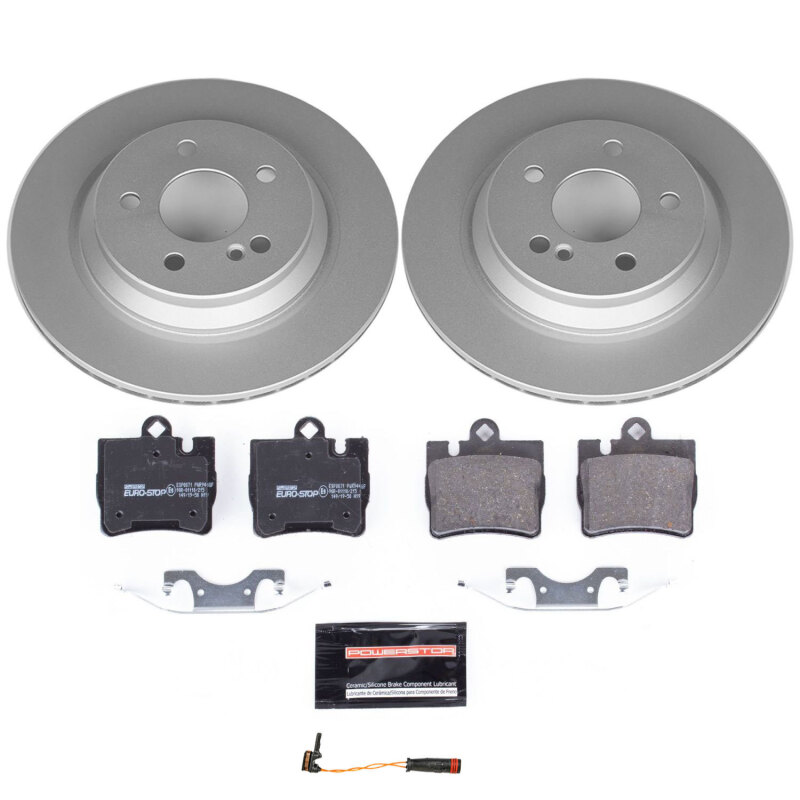 Mercedes-Benz S430 Brake Kit - Rear - PowerStop - Genuine Geomet Coated Rotors + ECE-R90 Certified Pads - `00-`02