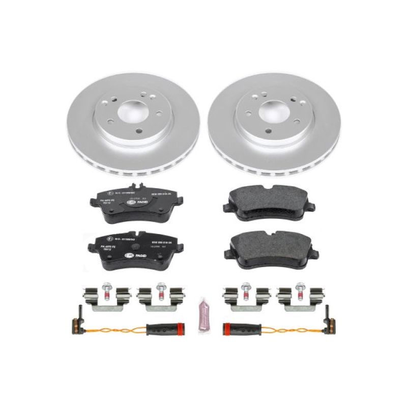 Mercedes-Benz C230 Brake Kit - Front - PowerStop - Genuine Geomet Coated Rotors + ECE-R90 Certified Pads - `02-`05