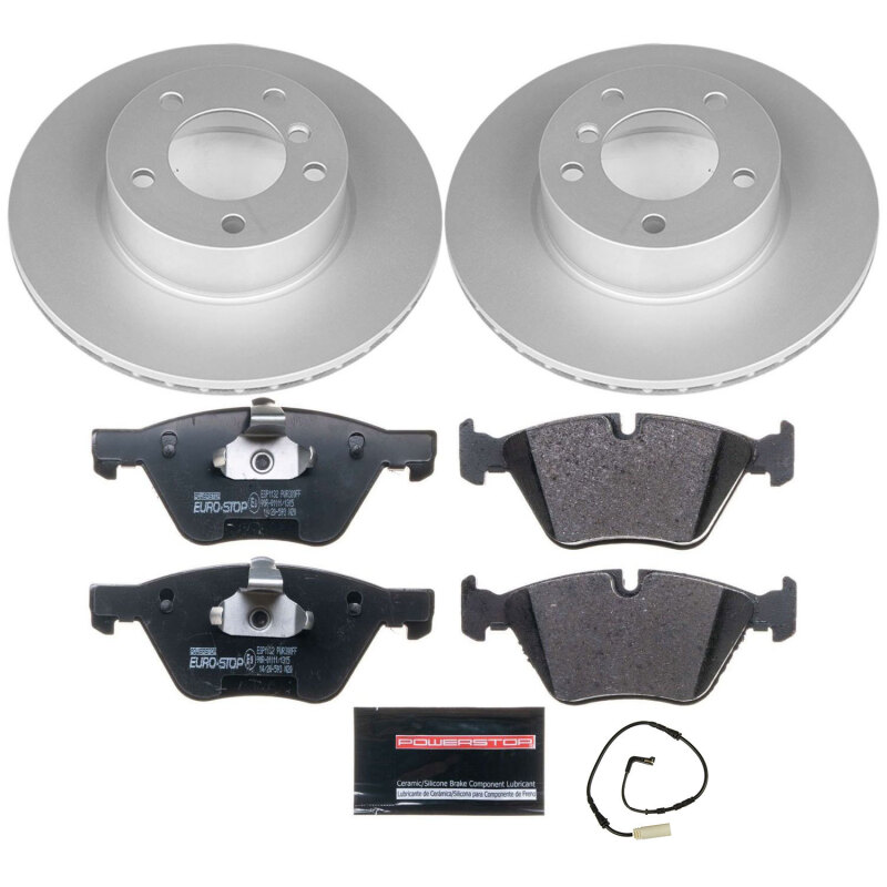 BMW 3 Series Brake Kit - Front - PowerStop - Genuine Geomet Coated Rotors + ECE-R90 Certified Pads - 2006