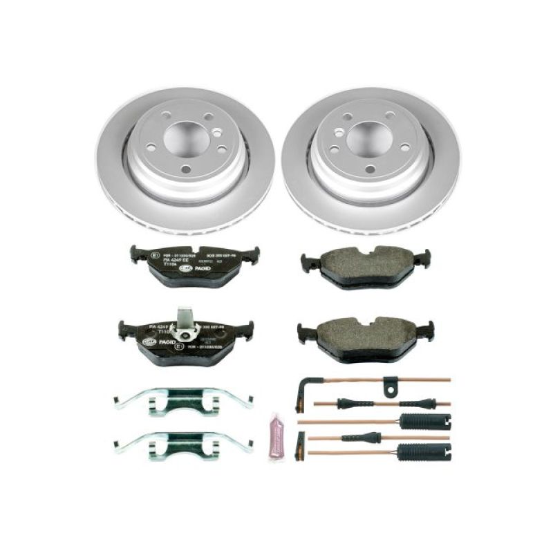 BMW 525i Brake Kit - Rear - PowerStop - Genuine Geomet Coated Rotors + ECE-R90 Brake Pads + Hardware Kit - `01-`03