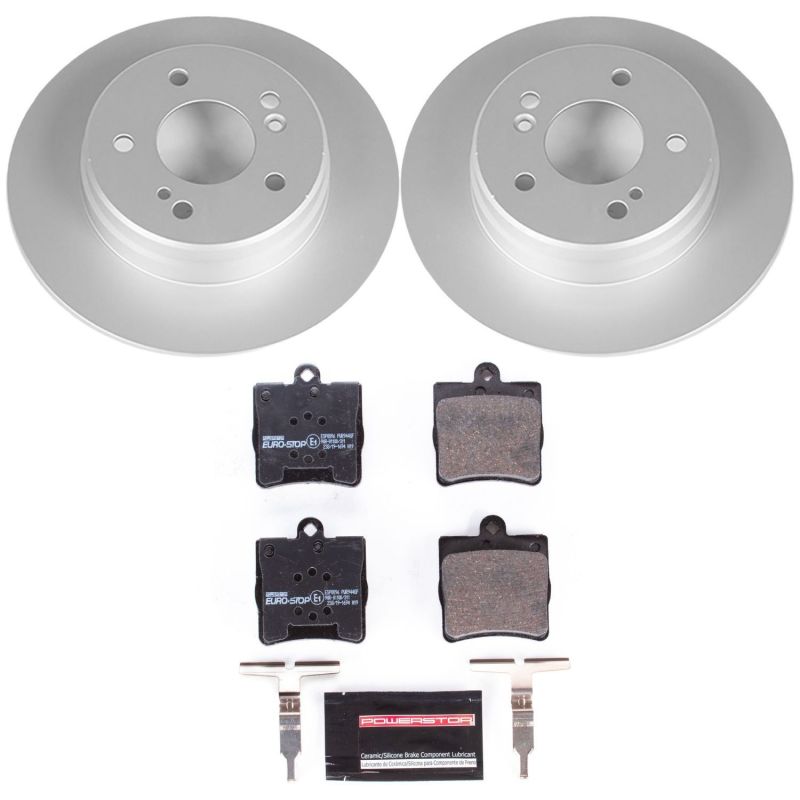 Mercedes-Benz C Class Brake Kit - Rear - PowerStop - Genuine Geomet Coated Rotors + ECE-R90 Certified Pads - `99-`00
