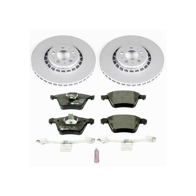 Volvo XC90 Brake Kit - Front - PowerStop - Genuine Geomet Coated Rotors + ECE-R90 Certified Pads - `03-`14