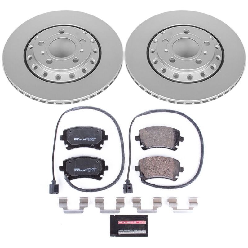 Audi A8 Quattro Brake Kit - Rear - PowerStop - Genuine Geomet Coated Rotors + ECE-R90 Certified Pads - `03-`10