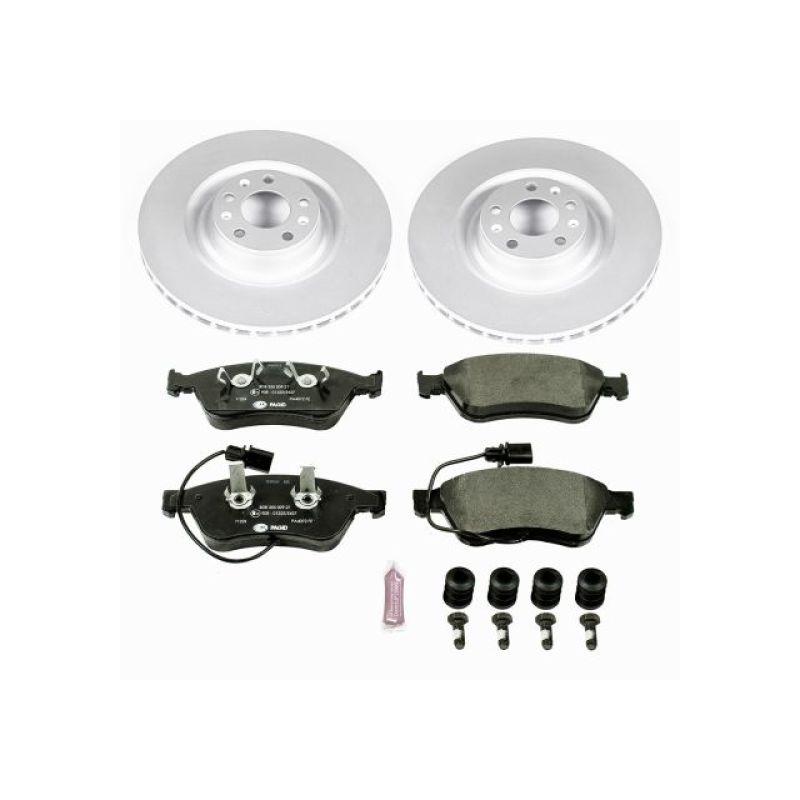 Audi A6 Quattro Brake Kit - Front - PowerStop - Genuine Geomet Coated Rotors + ECE-R90 Brake Pads - `09-`11