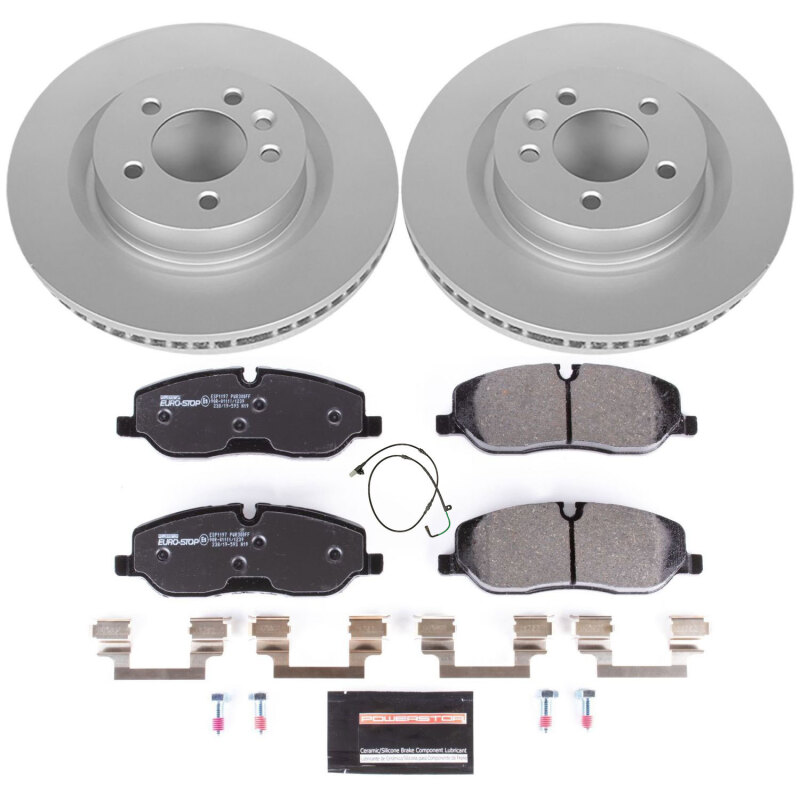 Land Rover LR3 Brake Pads + Rotors - Front - PowerStop - Euro-Stop: GEOMET 360 Coated Rotors + ECE-R90 Pads - `05-`09