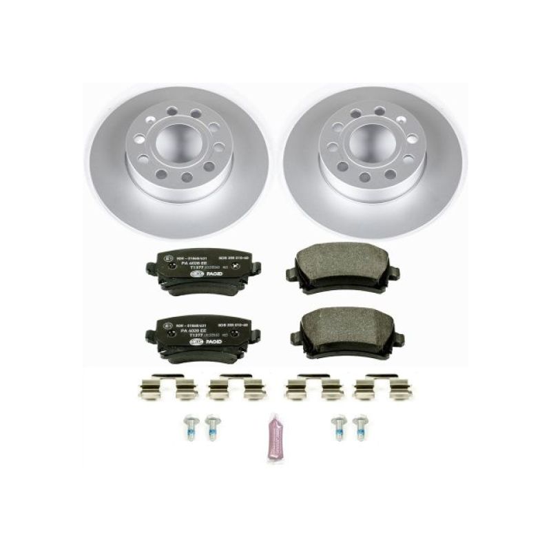 Audi A3 Brake Kit - Rear - PowerStop - Genuine Geomet Coated Rotors + ECE-R90 Certified Pads - 2008
