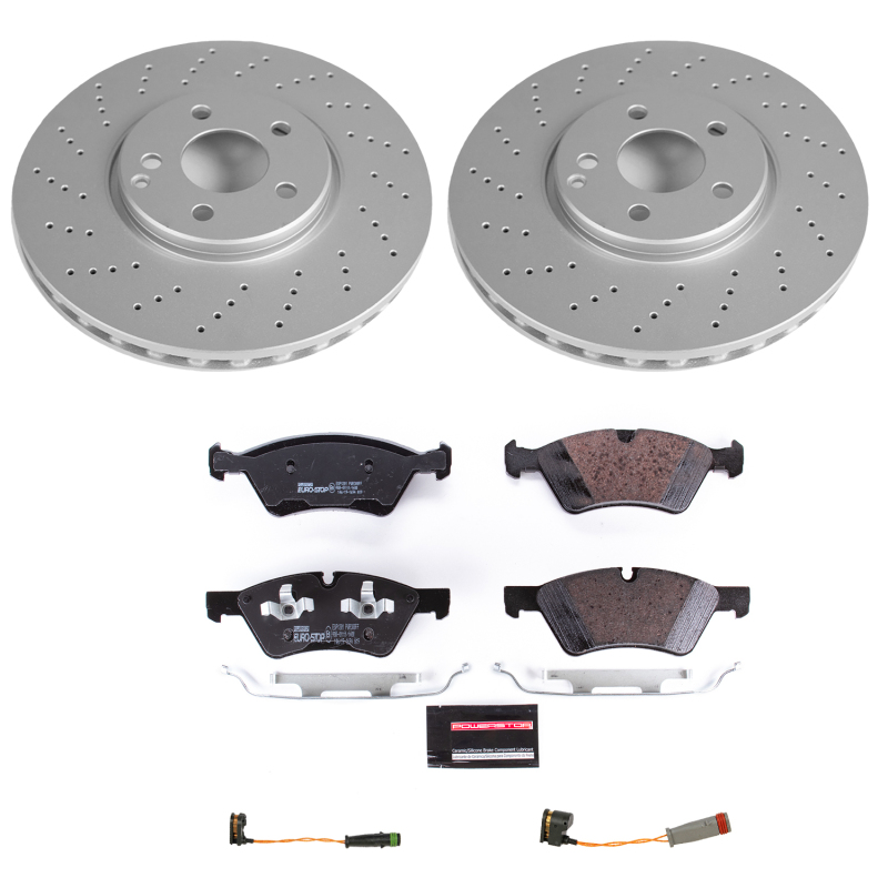 Mercedes-Benz E500 Brake Kit - Front - PowerStop - Genuine Geomet Fully Coated Rotors + ECE-R90 Certified Pads - 2006