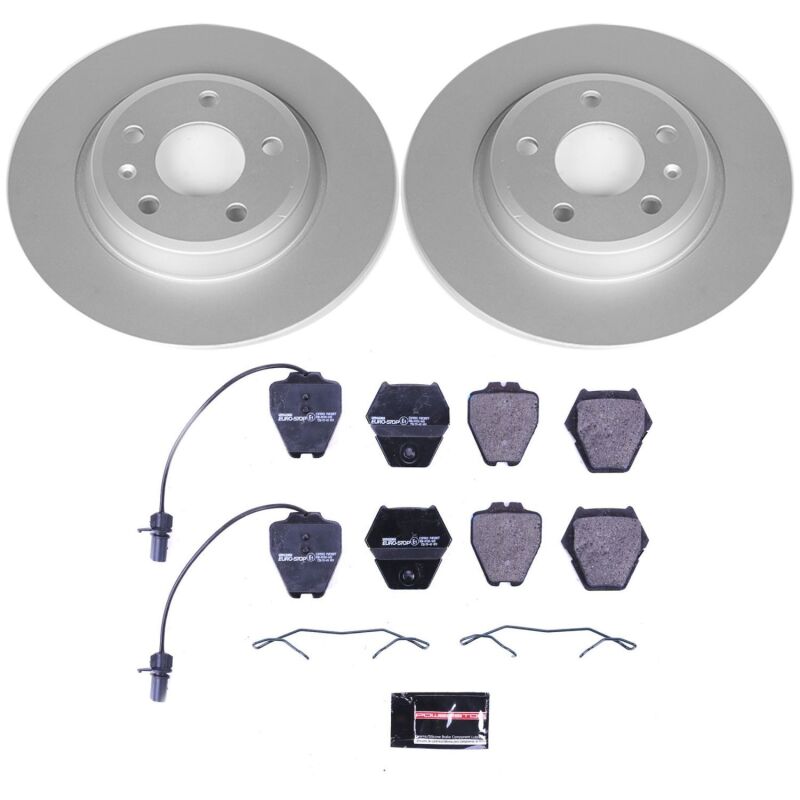 Audi A4 Brake Kit - Rear - PowerStop - Genuine GEOMET Coated Rotors + ECE-R90 Certified Pads - `09-`16