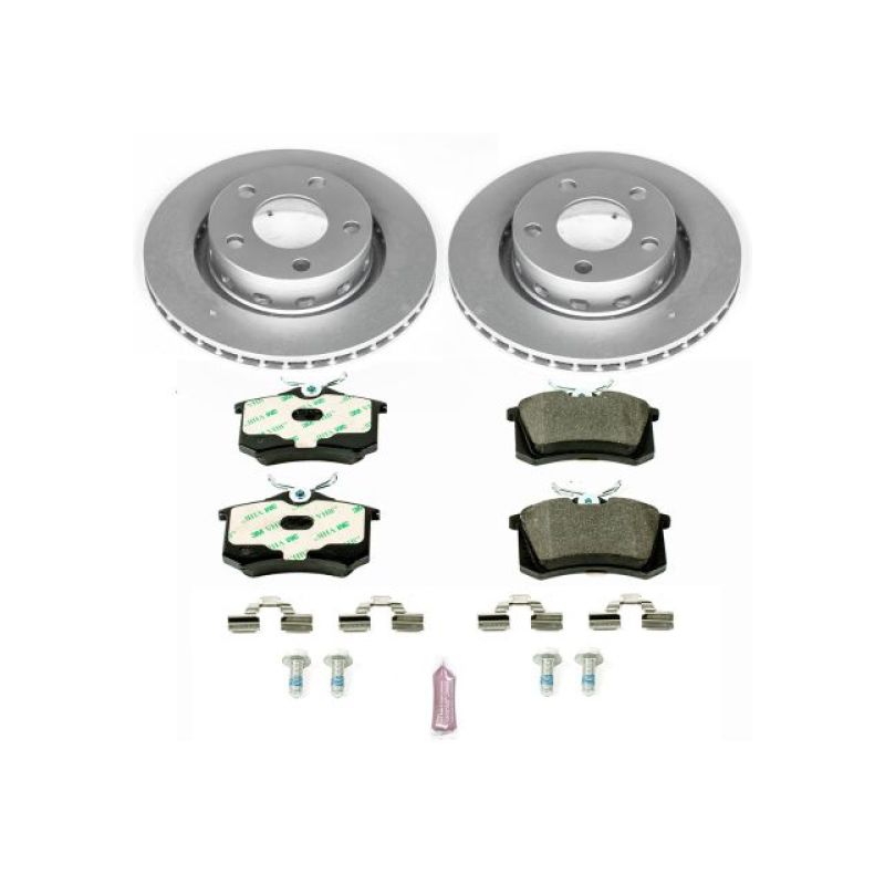 Audi S6 Brake Kit - Rear - PowerStop - Genuine Geomet Coated Rotors + ECE-R90 Certified Pads - `02-`04