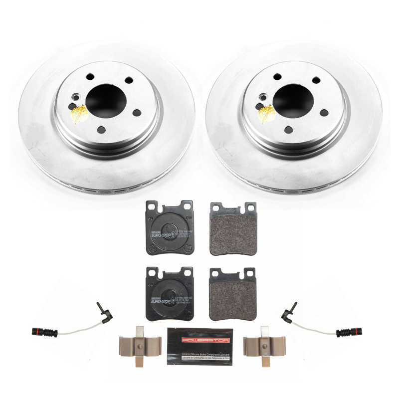 Mercedes-Benz E430 Brake Kit - Rear - PowerStop - Genuine Geomet Coated Rotors + ECE-R90 Certified Pads - 2000
