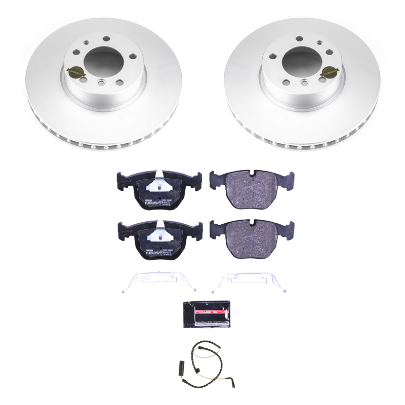 BMW 540i Brake Kit - Front - PowerStop - Genuine Geomet Coated Rotors + ECE-R90 Certified Pads - `97-`00