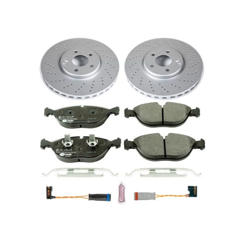 Mercedes-Benz E500 Brake Kit - Front - PowerStop - Euro-Stop Rotors + ECE-R90 Pads - `04-`05