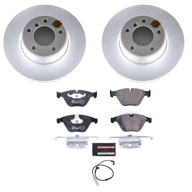 BMW 5 Series Brake Kit - Front - PowerStop - Genuine Geomet Coated Rotors + ECE-R90 Certified Pads - `06-`07
