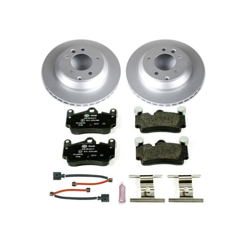 Audi Q7 Brake Kit - Rear - PowerStop - Euro-Stop + Genuine Geomet Coated Rotors - `07-`15