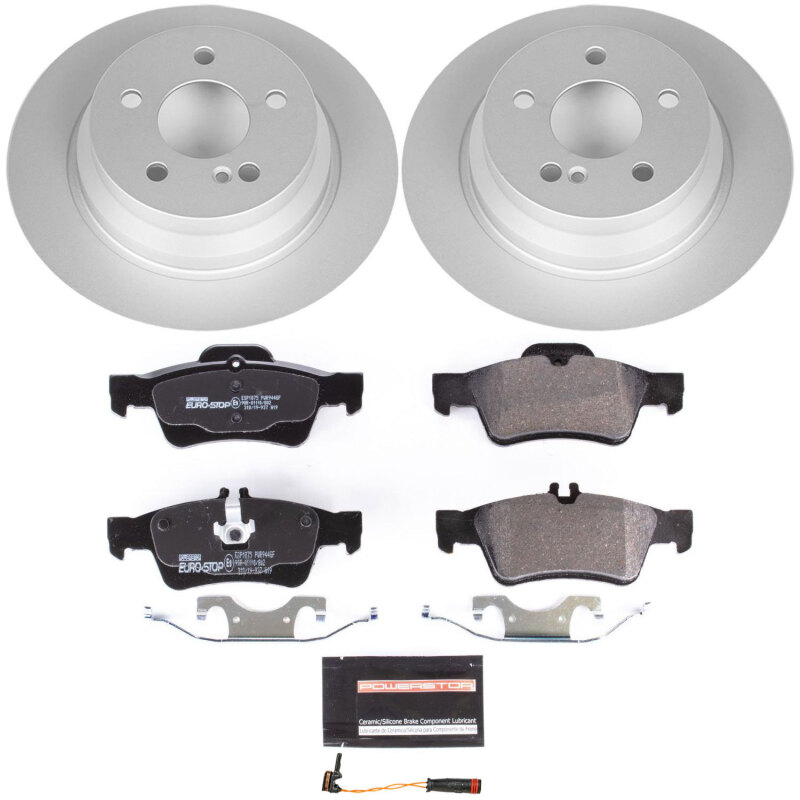 Mercedes-Benz E320 Brake Kit - Rear - PowerStop - Euro-Stop, Genuine Geomet Coated Rotors, ECE-R90 Certified Pads - `03-`09