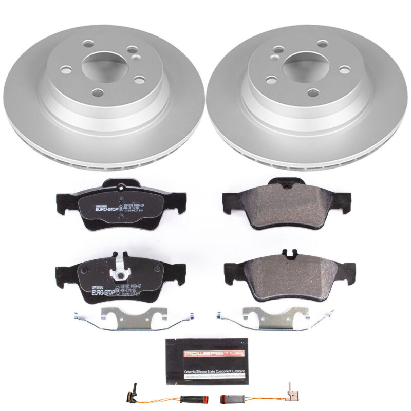 Mercedes-Benz E350 Brake Kit - Rear - PowerStop - Genuine Geomet Coated Rotors + ECE-R90 Certified Pads - `06-`09