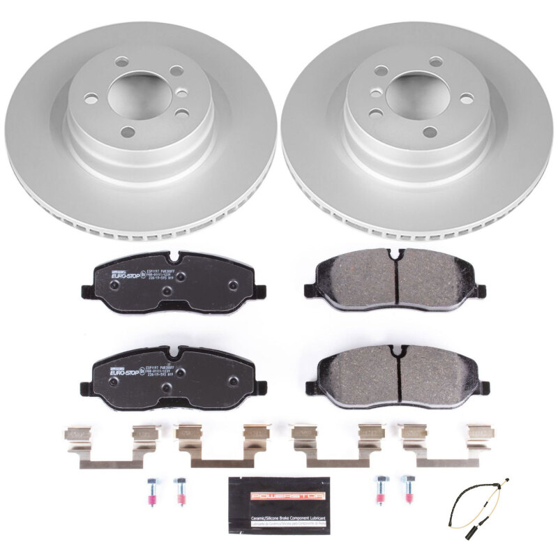 Land Rover Range Rover Brake Pads + Rotors - Front - PowerStop - Euro-Stop, GEOMET 360 Coated Rotors + ECE-R90 Certified Pads - `06-`09