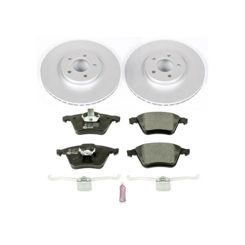 Volvo C70 Brake Kit - Front - PowerStop - Genuine Geomet Rotors + ECE-R90 Pads - `06-`13