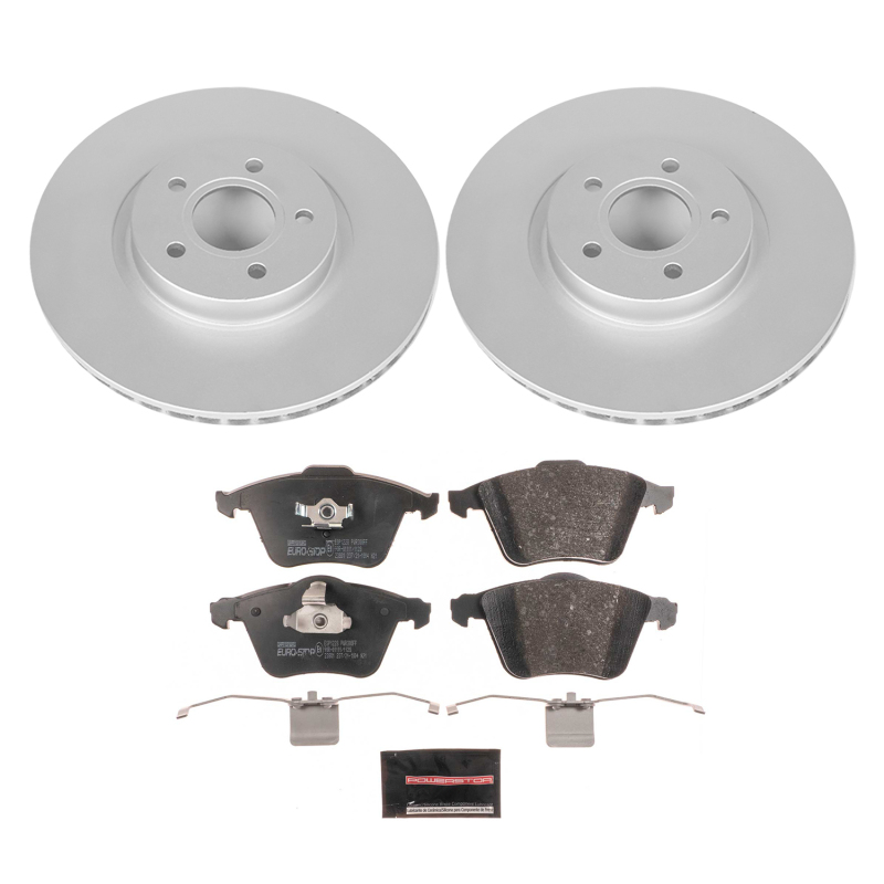 Volvo C70 Brake Kit - Front - PowerStop - Genuine Geomet Rotors + ECE-R90 Pads - `06-`13