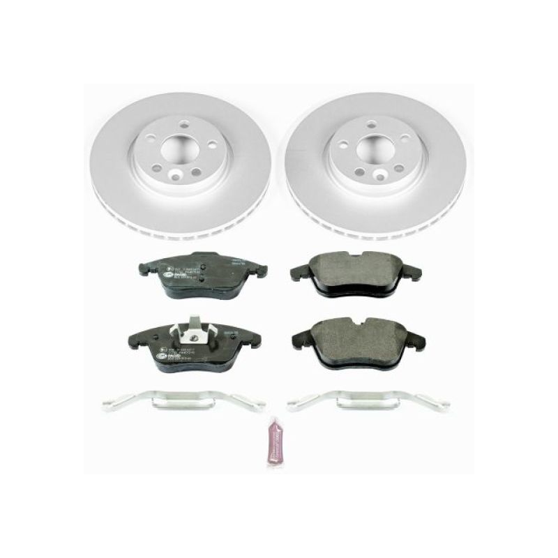 Volvo S80 Brake Pads + Rotors - Front - PowerStop - Euro-Stop: GEOMET Coated Rotors + ECE-R90 Pads - `07-`14