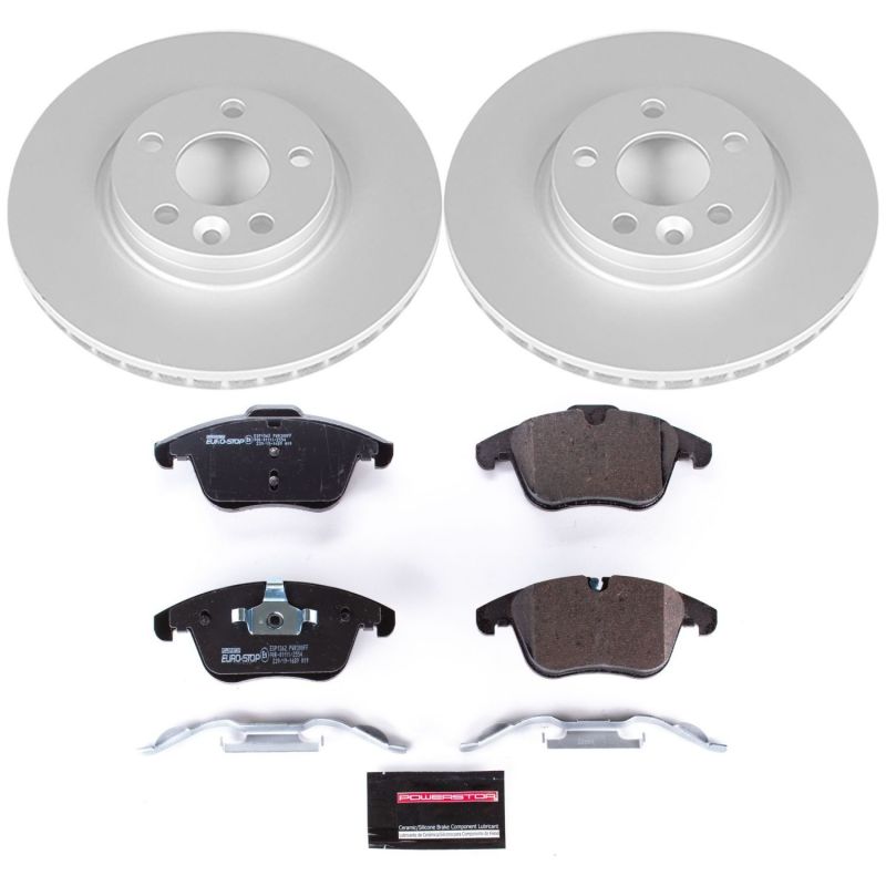 Volvo S80 Brake Pads + Rotors - Front - PowerStop - Euro-Stop: GEOMET Coated Rotors + ECE-R90 Pads - `07-`14