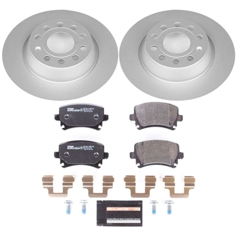 Audi A3 Brake Kit - Rear - PowerStop - Genuine Geomet Coated Rotors + ECE-R90 Brake Pads - 2013