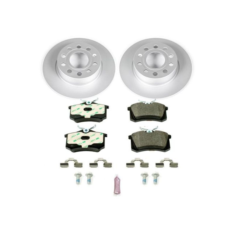 Audi A3 Brake Kit - Rear - PowerStop - Genuine GEOMET Coated Rotors + ECE-R90 Certified Pads - `10-`13