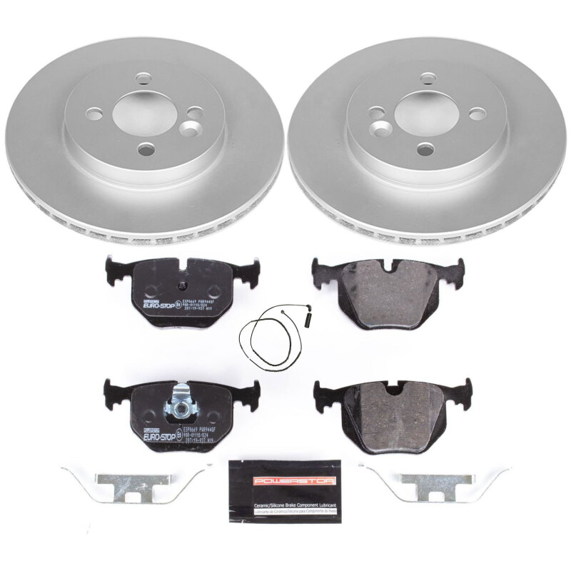 BMW 3 Series Brake Kit - Rear - PowerStop - Genuine Geomet Coated Rotors + ECE-R90 Certified Pads + Hardware - `01-`06