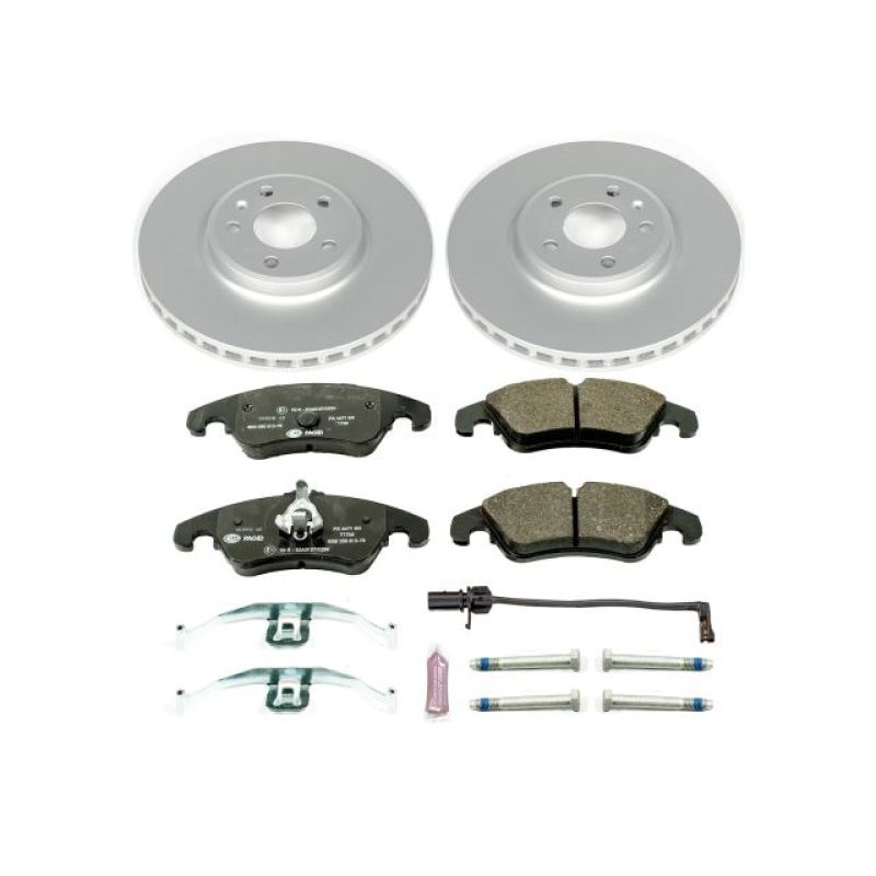 Audi A4 Brake Kit - Front - PowerStop - Genuine Geomet Coated Rotors + ECE-R90 Brake Pads - `09-`11