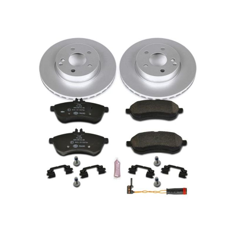 Mercedes-Benz C250 Brake Kit - Front - PowerStop - Genuine Geomet Coated Rotors + ECE-R90 Certified Pads - `12-`15