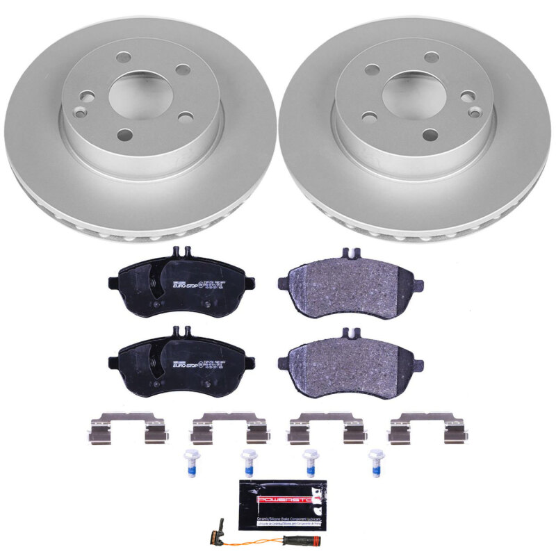 Mercedes-Benz C250 Brake Kit - Front - PowerStop - Genuine Geomet Coated Rotors + ECE-R90 Certified Pads - `12-`15
