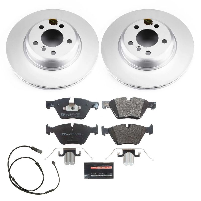 BMW 528 Brake Kit - Front - PowerStop - Genuine Geomet Coated Rotors + ECE-R90 Certified Pads - `11-`16