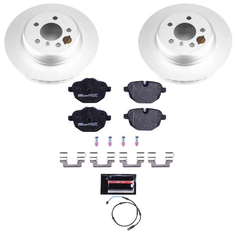 BMW ActiveHybrid 5 Brake Kit - Rear - PowerStop - Genuine Geomet Coated Rotors + ECE-R90 Certified Pads - `12-`16