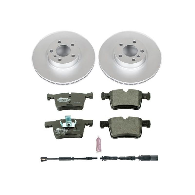 BMW X4 Brake Kit - Front - PowerStop - Genuine GEOMET Coated Rotors + ECE-R90 Brake Pads + Hardware Kit - `15-`18