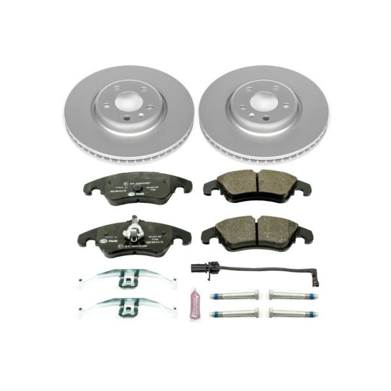 Audi A4 Brake Kit - Front - PowerStop - Genuine Geomet Coated Rotors + ECE-R90 Brake Pads - `12-`16