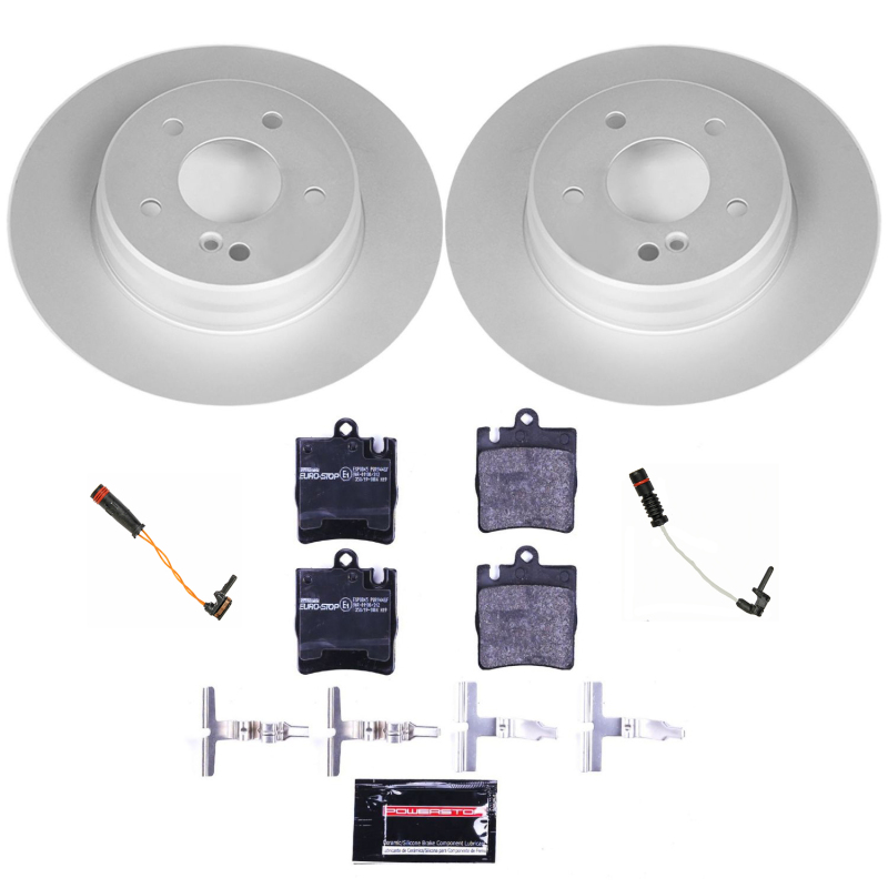 Mercedes-Benz C240 Brake Kit - Rear - PowerStop - Genuine GEOMET Coated Rotors + ECE-R90 Certified Pads - `03-`05