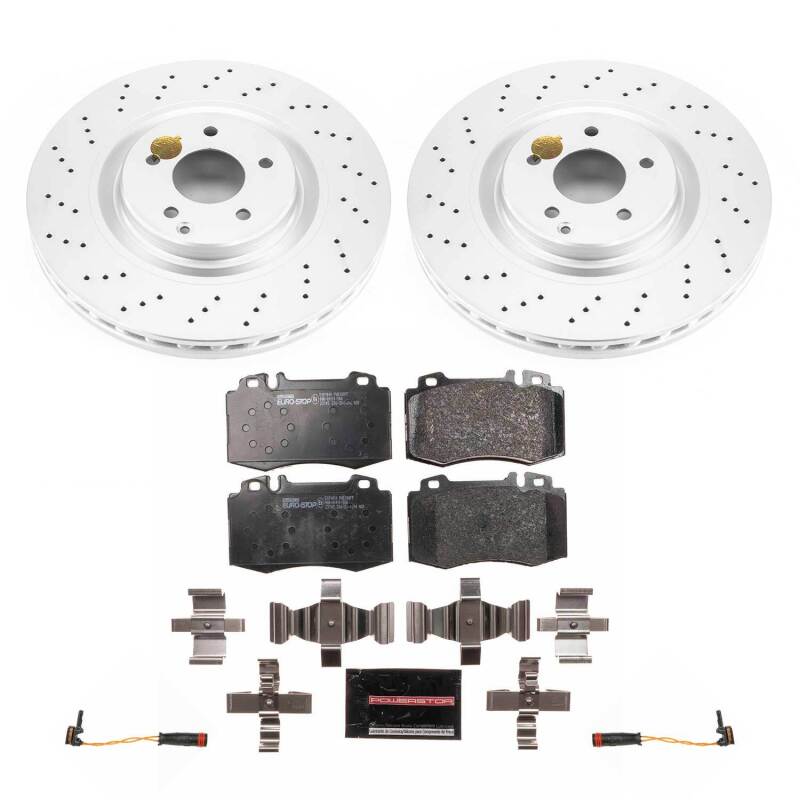 Mercedes-Benz C32 AMG Brake Kit - Front - PowerStop - Genuine Geomet Coated Rotors + ECE-R90 Brake Pads - `02-`04