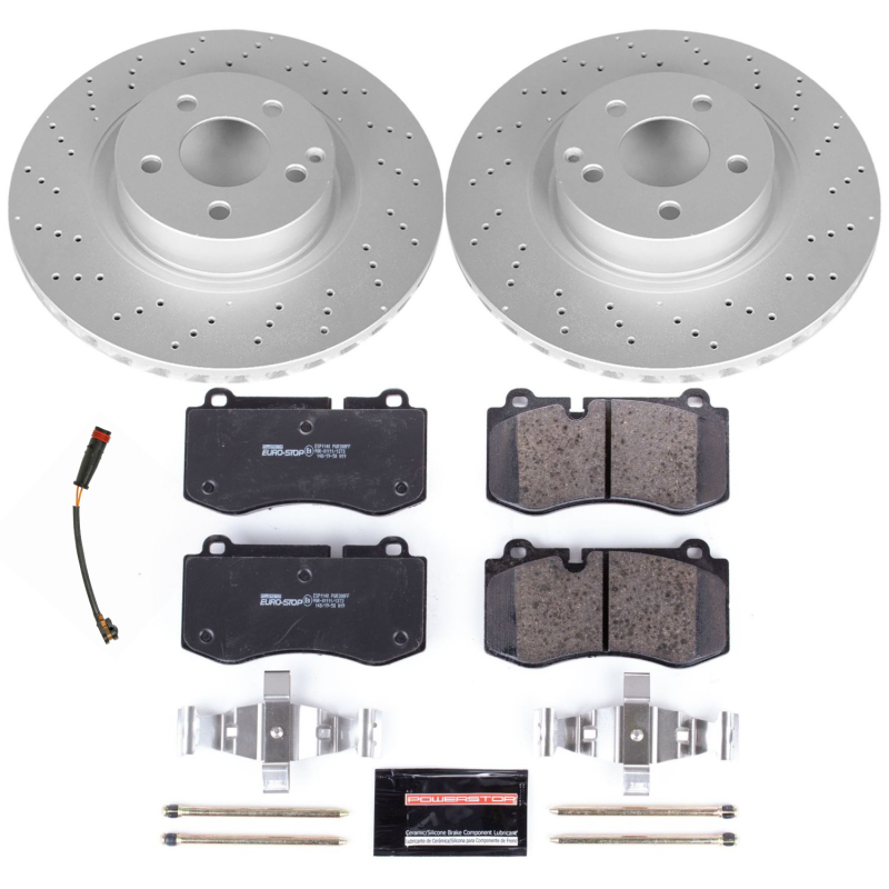Mercedes-Benz CL550 Brake Kit - Front - PowerStop - Genuine Geomet Coated Rotors + ECE-R90 Brake Pads + Hardware Kit - `07-`08