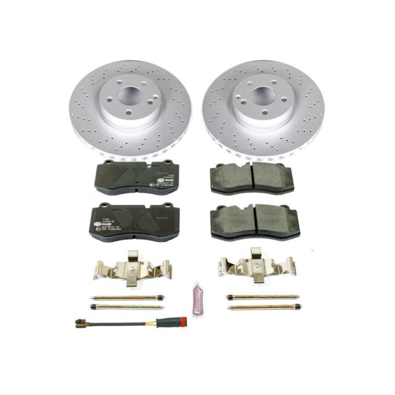 Mercedes-Benz CL550 Brake Kit - Front - PowerStop - Genuine Geomet Coated Rotors + ECE-R90 Brake Pads + Hardware Kit - `07-`08