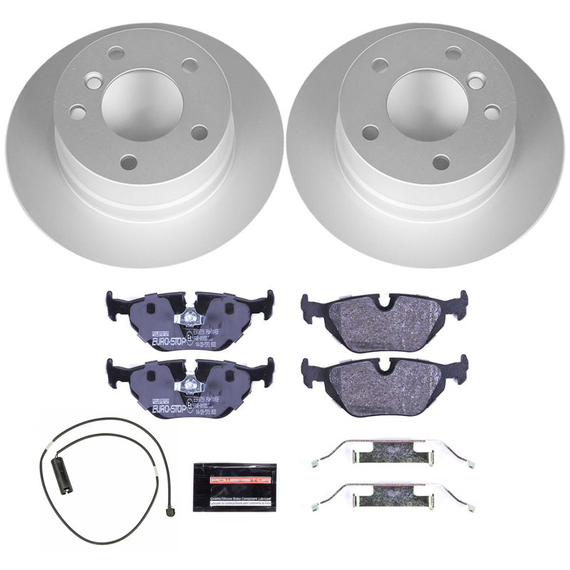 BMW Z3 Brake Kit - Rear - PowerStop - Euro-Stop, Genuine Geomet Coated Rotors + ECE-R90 Brake Pads - `96-`02