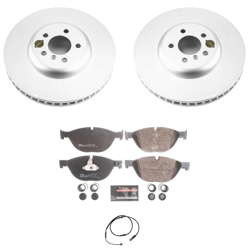 BMW 5 Series Brake Kit - Front - PowerStop - Genuine Geomet Coated Rotors + ECE-R90 Certified Pads - `10-`15