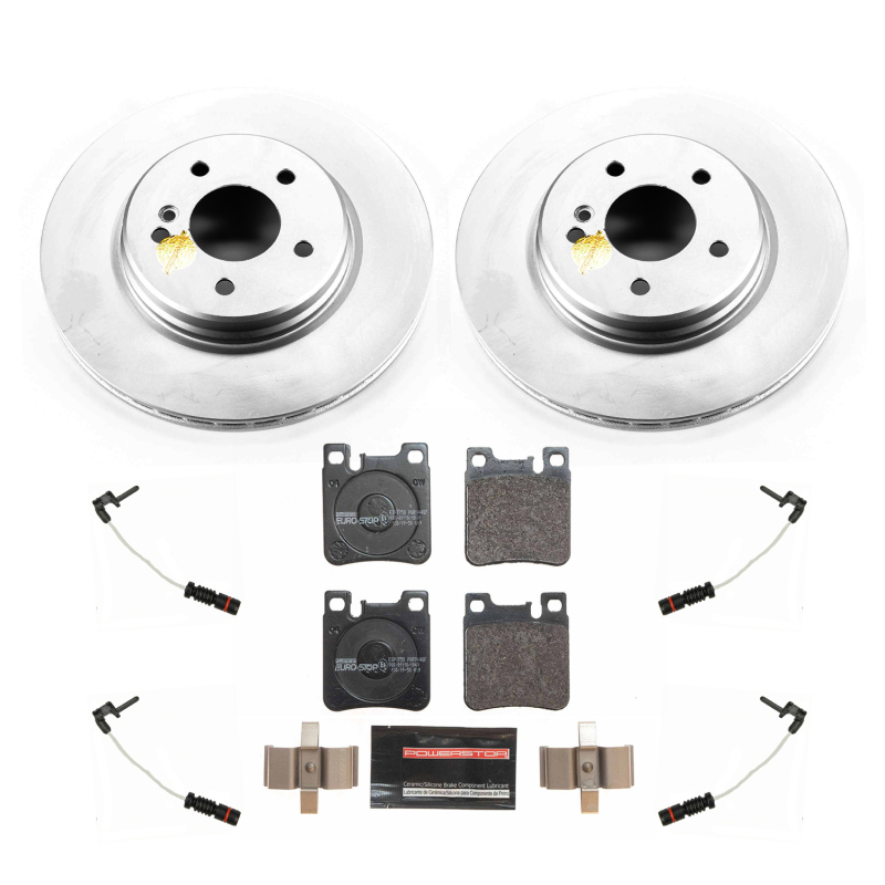 Mercedes-Benz C43 AMG Brake Kit - Rear - PowerStop - Euro-Stop Kit, Genuine Geomet Coated Rotors, ECE-R90 Pads - `98-`00