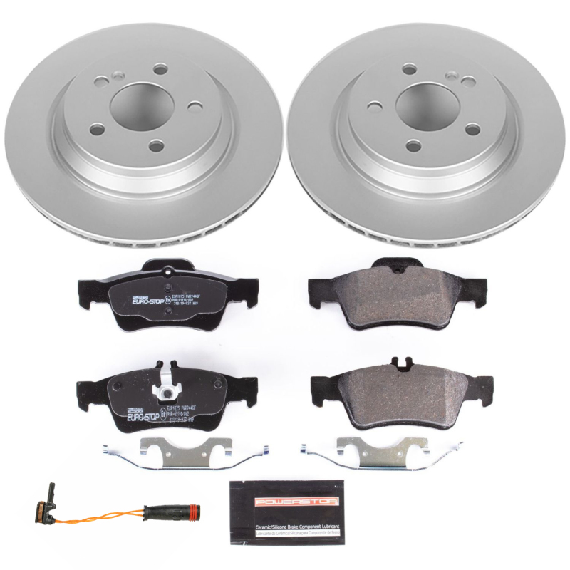 Mercedes-Benz S350 Brake Kit - Rear - PowerStop - Genuine Geomet Coated Rotors + ECE-R90 Brake Pads - `12-`13