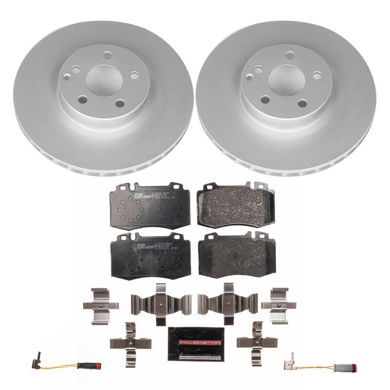 Mercedes-Benz CLS500 Brake Kit - Front - PowerStop - Genuine Geomet Coated Rotors + ECE-R90 Brake Pads - 2006